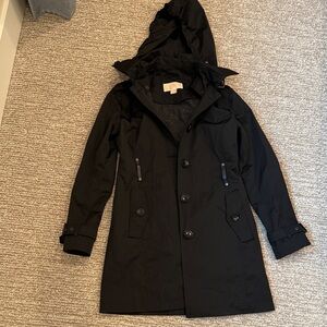 Michael Kors Black Hooded Trench Coat